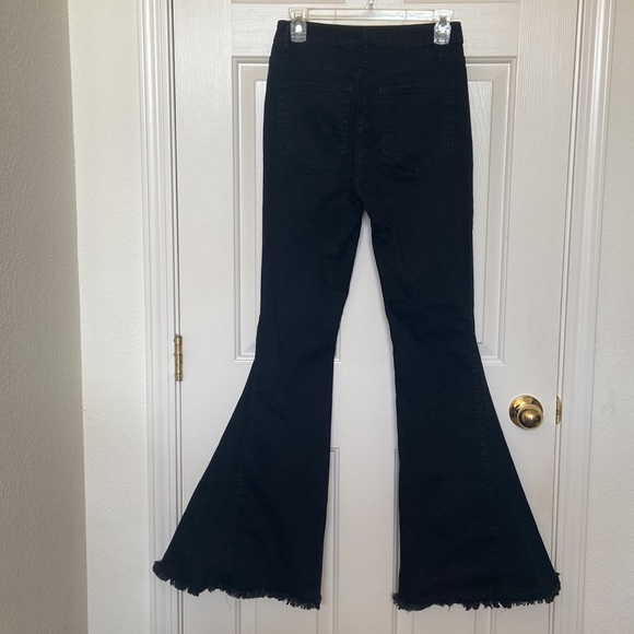 Mumu Blue pants/jeans button fly bell bottoms with raw hem - Picture 6 of 9